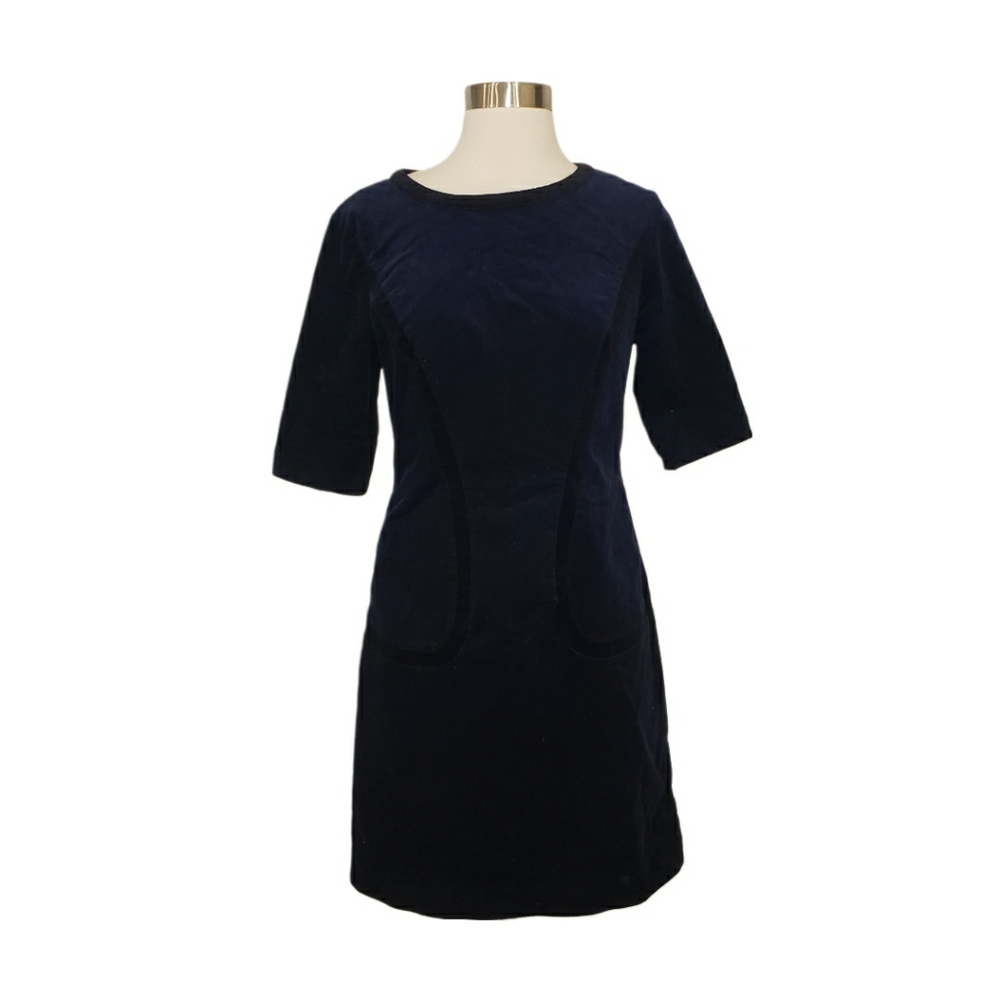 Boden Size 4 Navy Corduroy 3/4 Sleeve Professional Work Dress